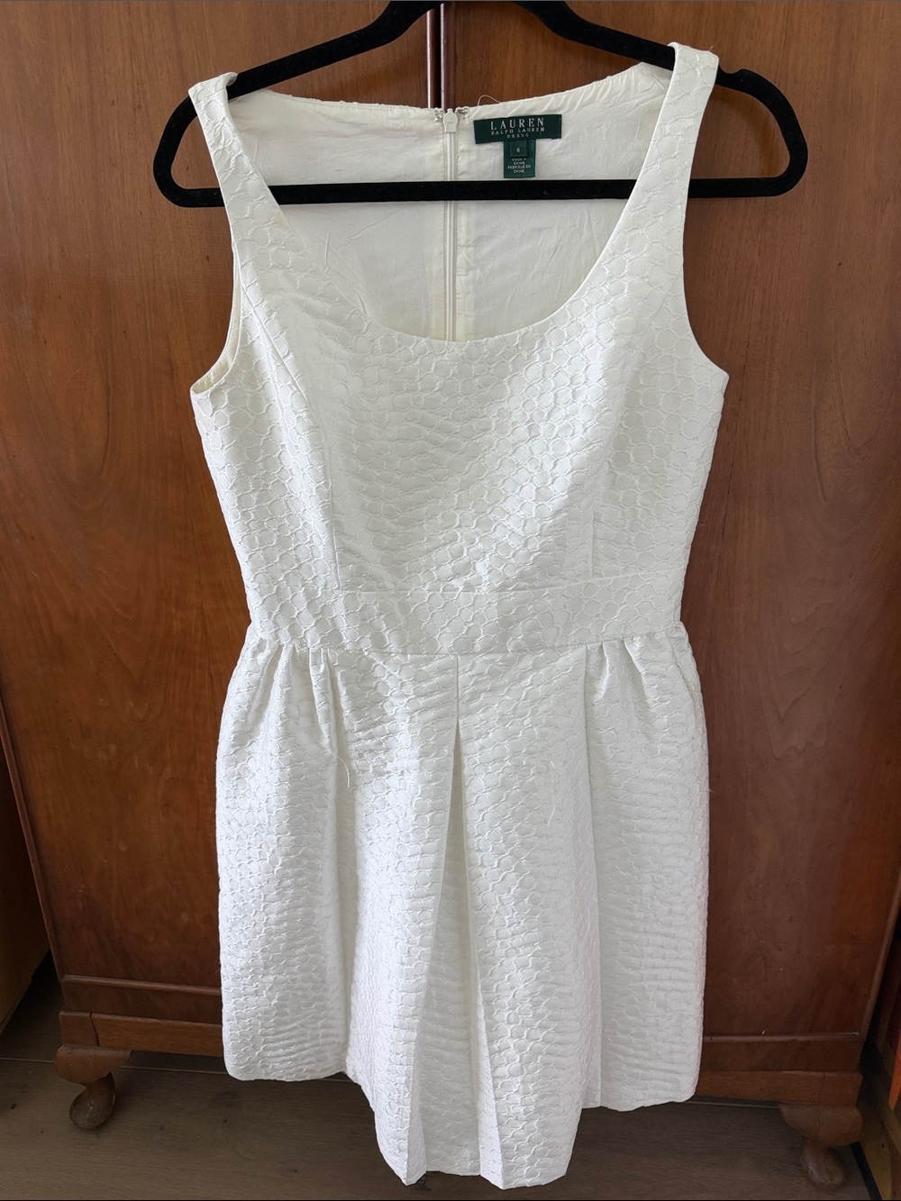 Lauren Ralph Lauren White Textured Scoop Neck Dress